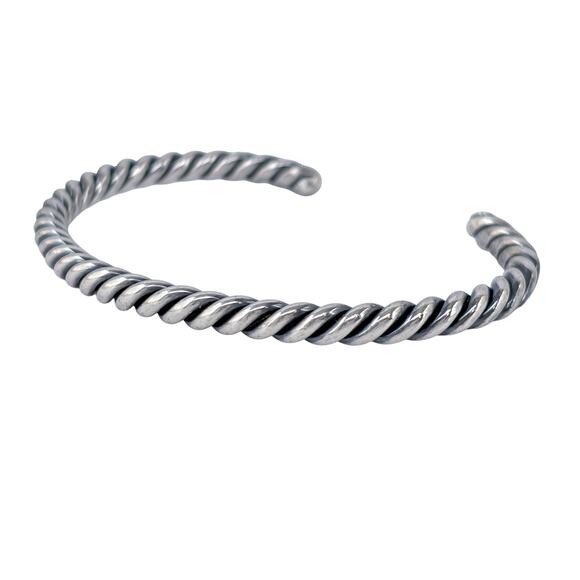 Southwest Twisted Wire Cuff Bracelet | Vintage Sterling Silver 925 | 6.5" - Picture 7 of 10